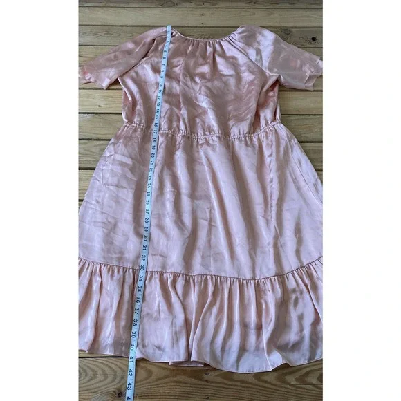 NWT $49.99 DownEast Tiered Midi Dress XXL Soft Satin Ruffle Trim Short Sleeve - Picture 6 of 8